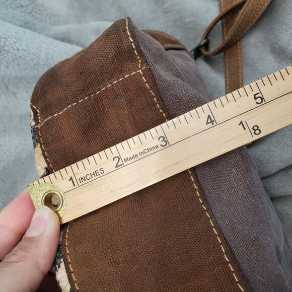 Myra Bag Purse Womens Upcycled Hair-On Leather & Cotton Canvas Sling Bag *Read* - Picture 8 of 12